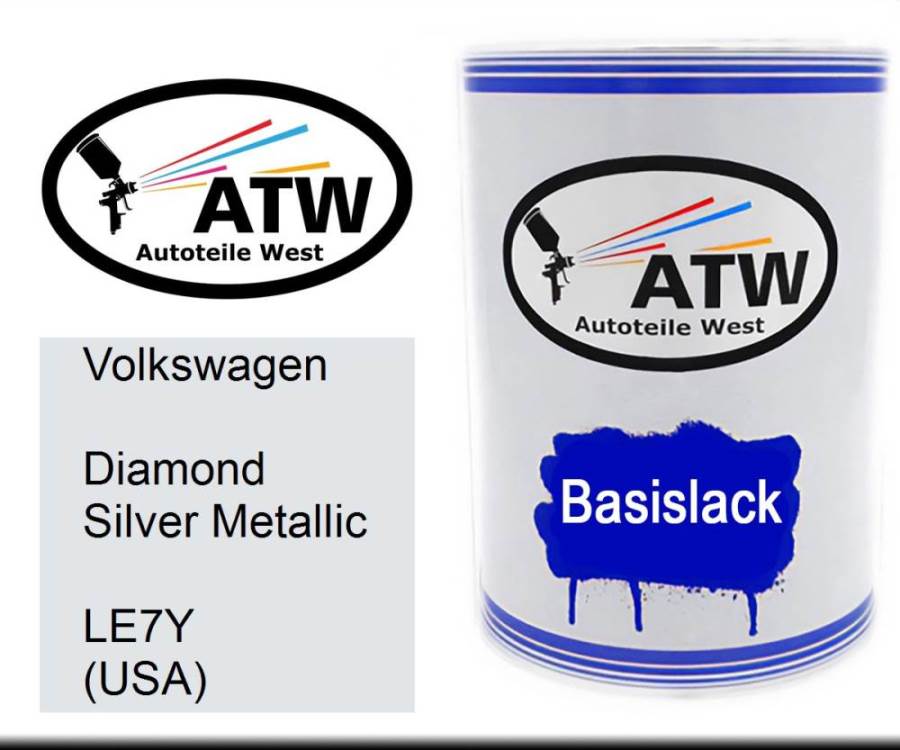 Volkswagen, Diamond Silver Metallic, LE7Y (USA): 500ml Lackdose, von ATW Autoteile West.